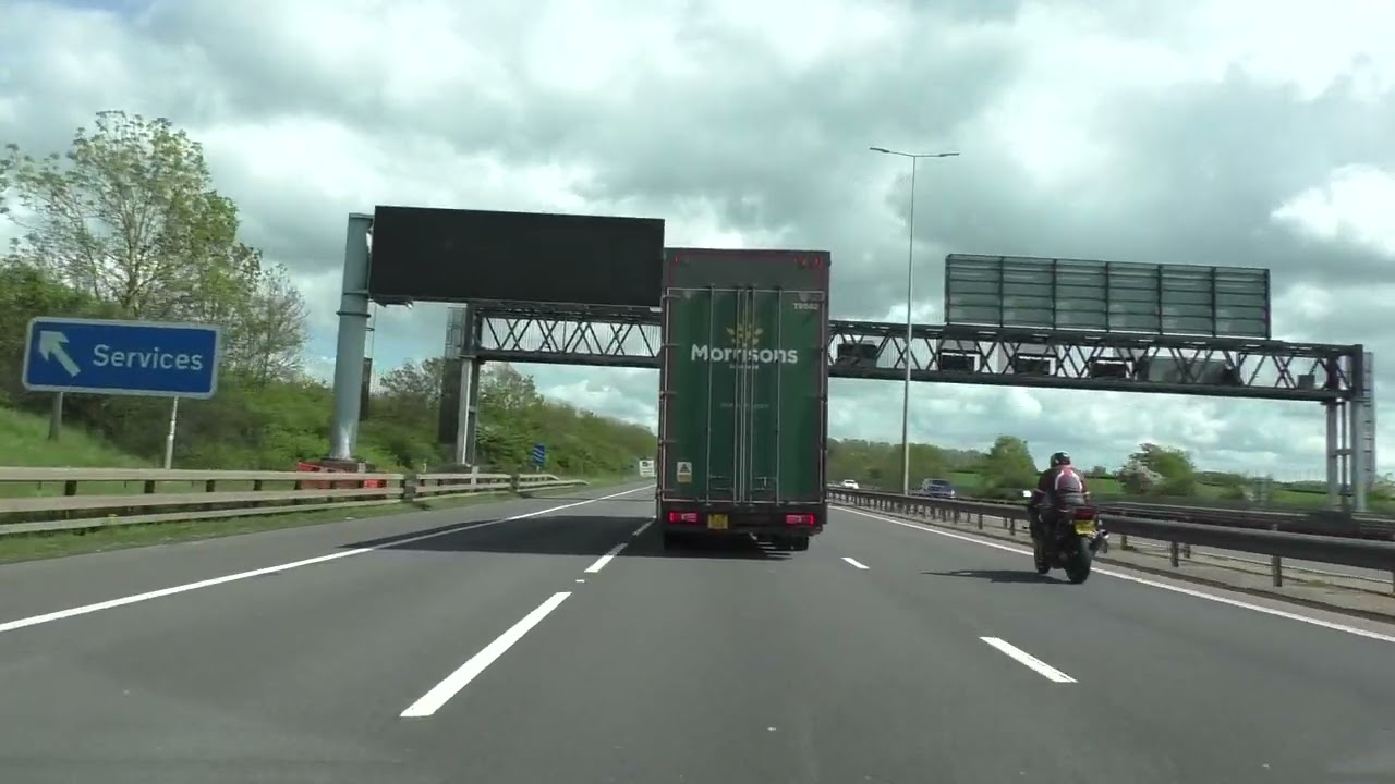 Driving On The M5 Motorway From J7 Worcester To Taunton Deane Services Taunton J25 26, England