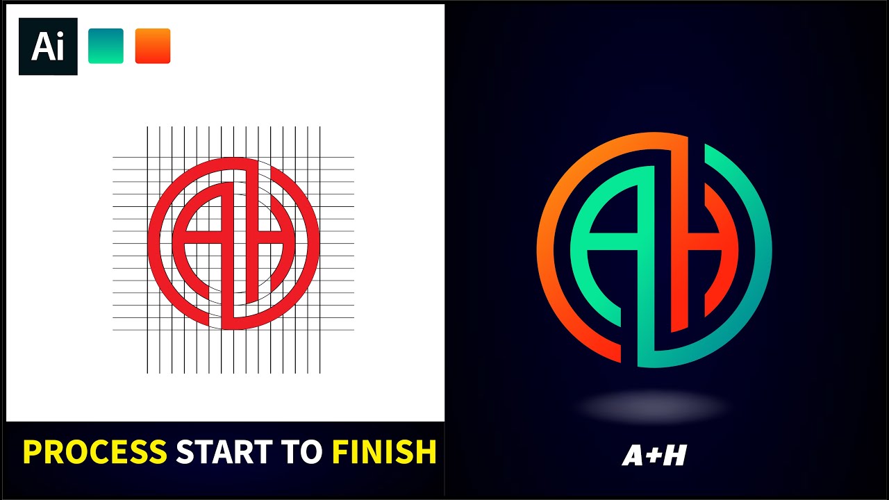 Modern AH Letter Logo Design | Adobe Illustrator Tutorials || With Zakki Graphics ||