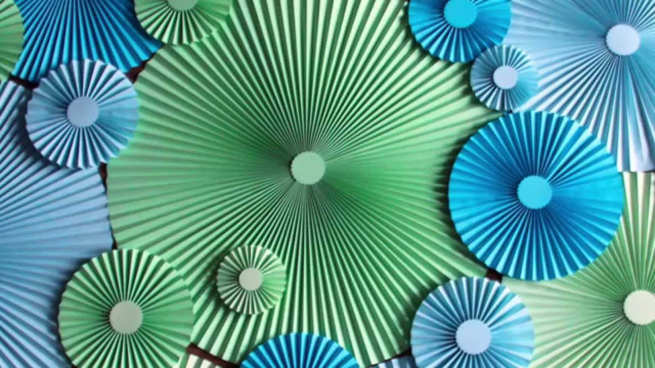 How to Make Paper Rosette Flower - Tutorial DIY Paper Crafts Как сделать бумажный веер d60 cm
