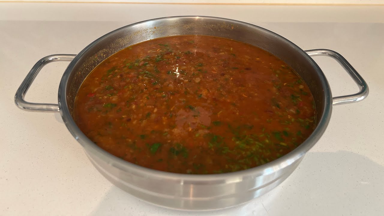 24 Kasım 2024 Gürcü mətbəxinə aid qırmızı lobya şorbası(şeşamadi supu)💯👍🥘🥰