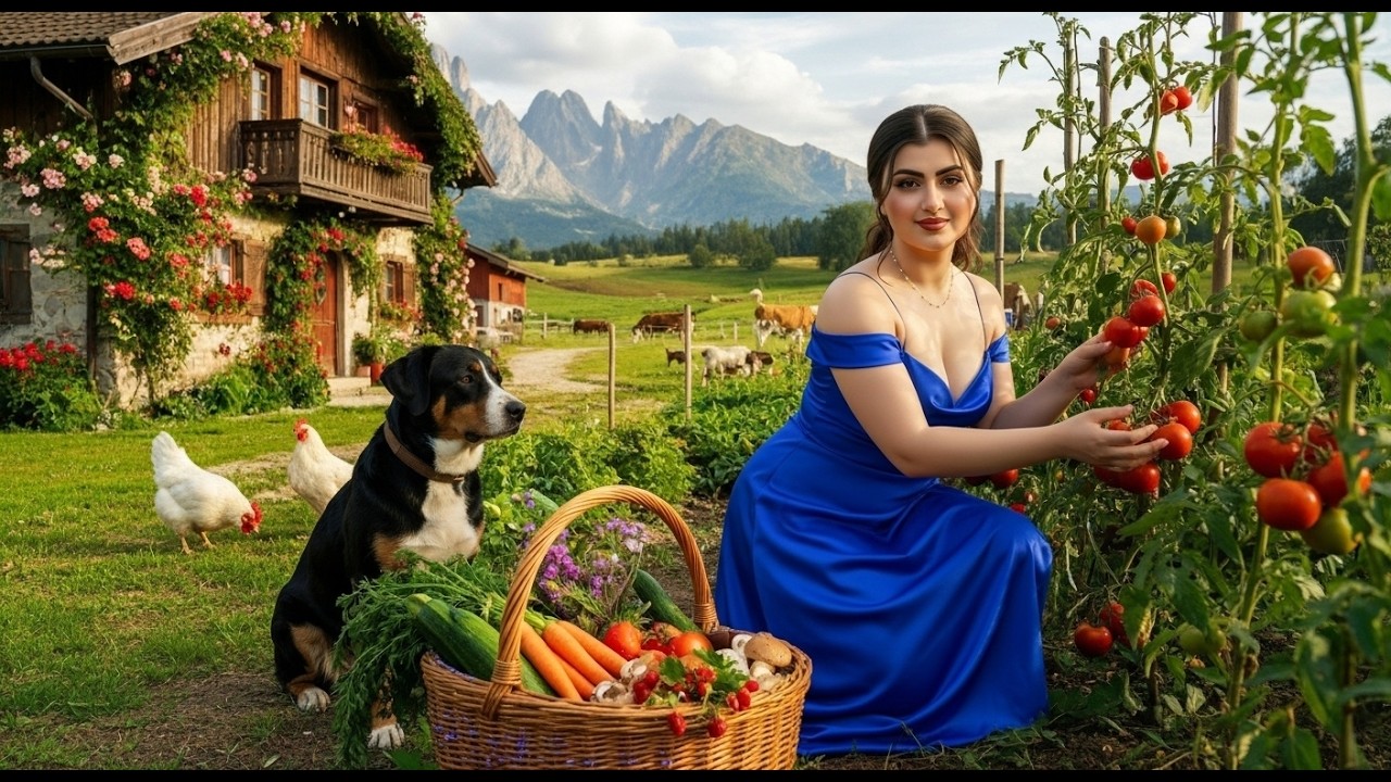 Dolomites Farm Life   Female Character Explores Forest Journey