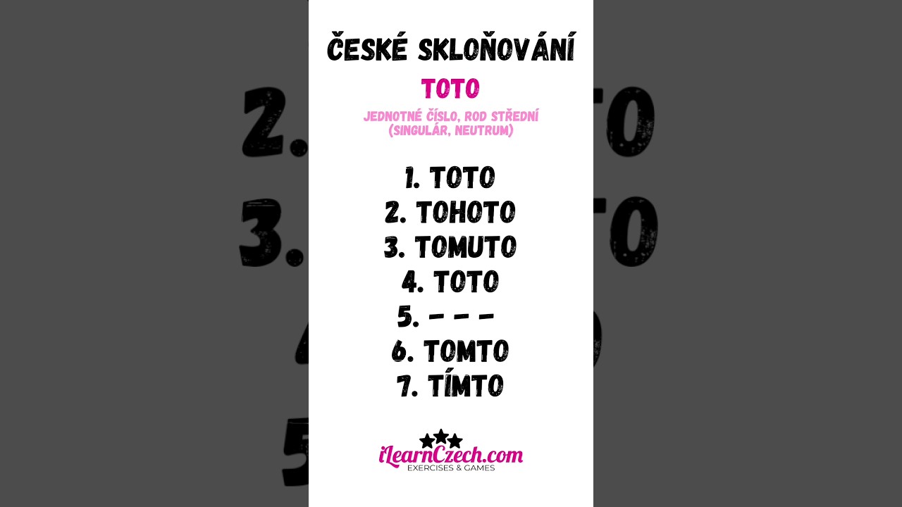 Um&iacute;te skloňovat slovo TOTO? (s př&iacute;klady vět) #czechdeclensions #чешскиесклонения