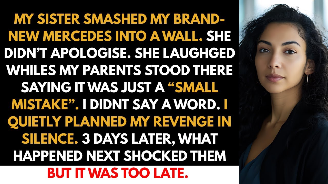 My Sister Smashed My Brand-New Mercedes Into A Wall.  3 Days Later, What Happened Next Shocked them.