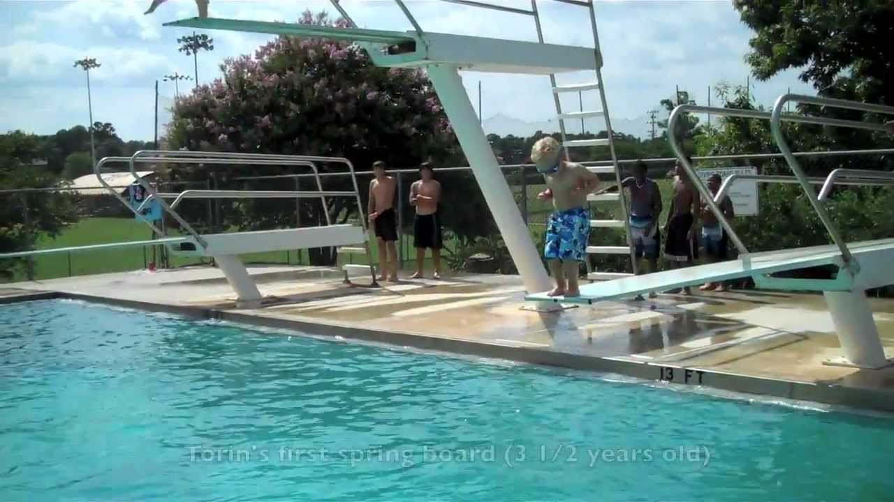Swimming and diving 3 year old and 21 month old