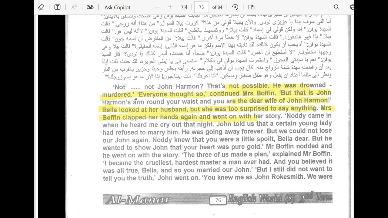 Our Mutual Friend. Chapter 19 part 2 . English world 8