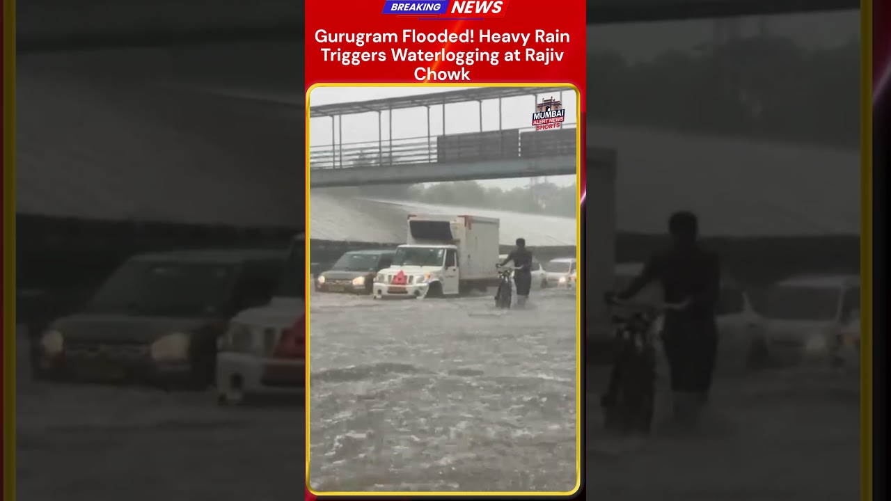 Gurugram Flooded! Heavy Rain Triggers Waterlogging at Rajiv Chowk | Traffic Chaos