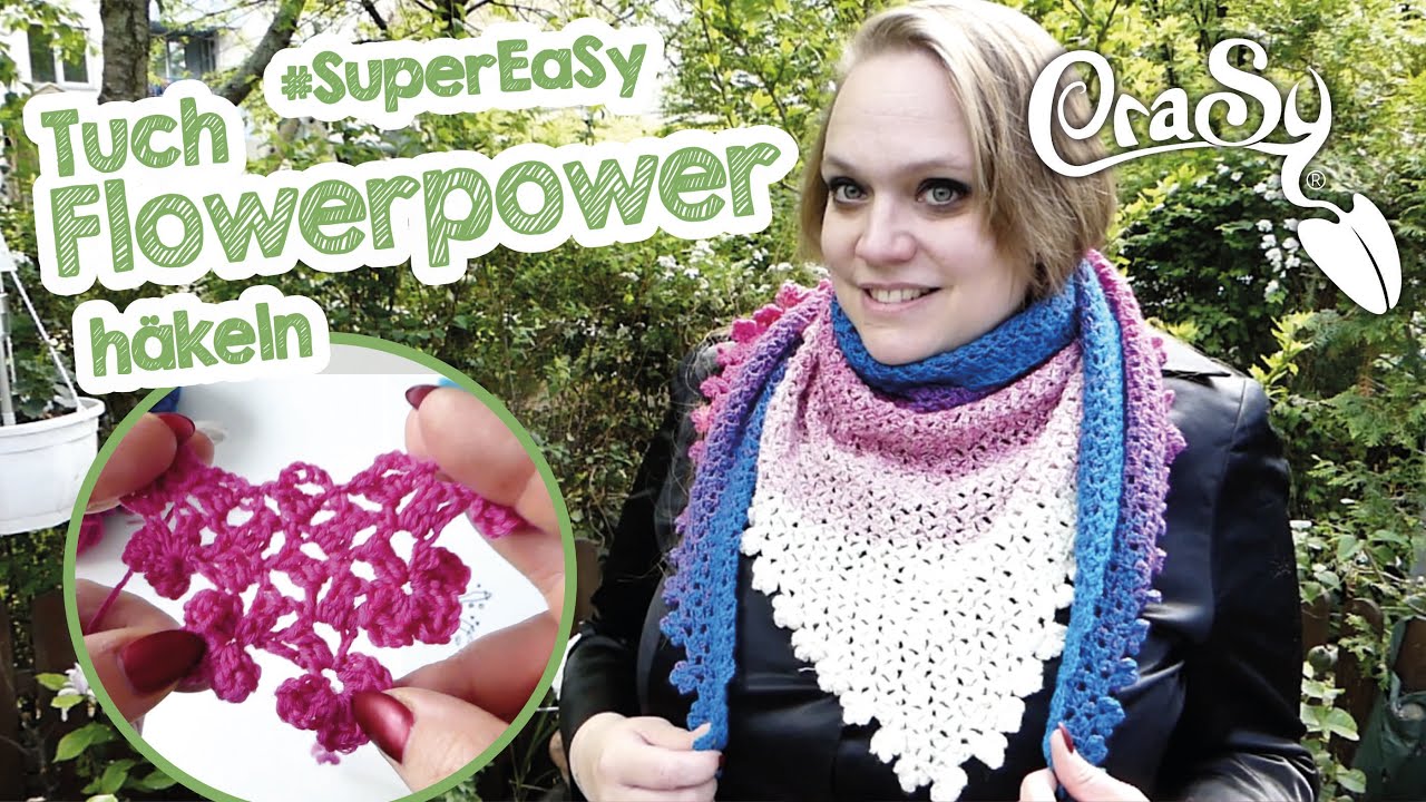 Tuch Flowerpower häkeln - super einfach!