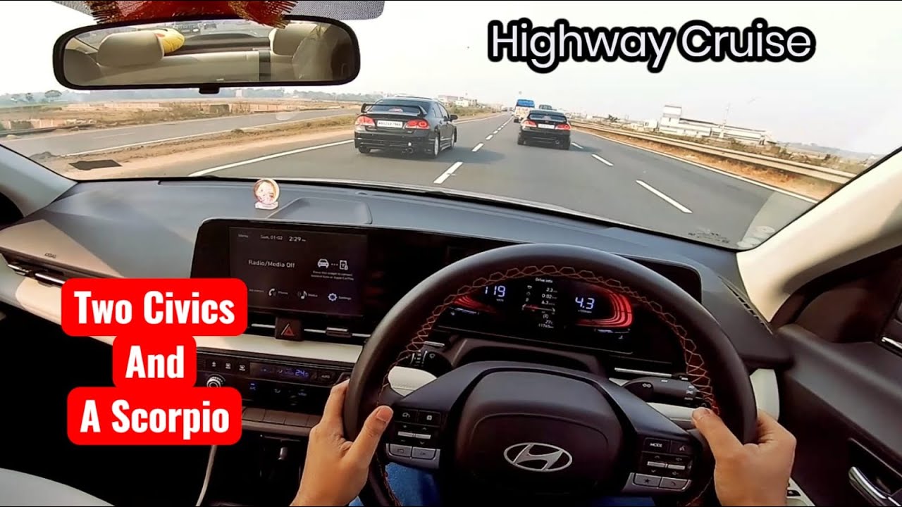 Highway Cruise With Two Modified Civics and A Scorpio With My Hyundai Verna |