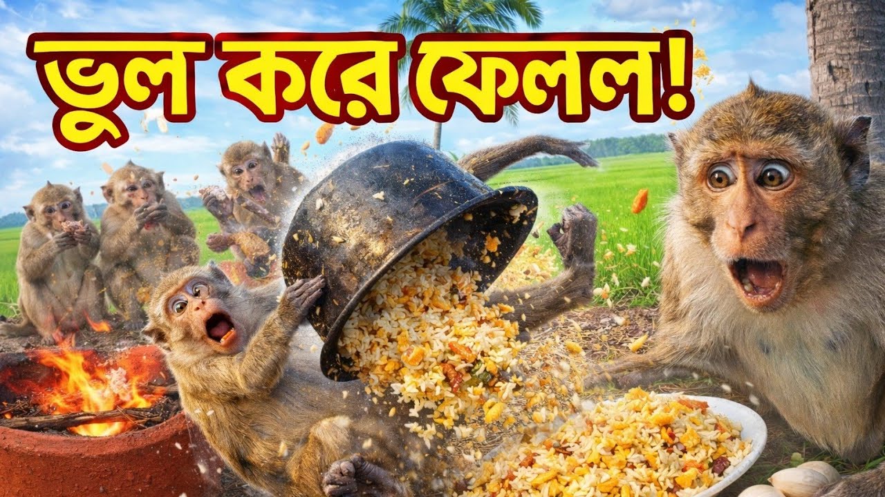 🔥  “ক্ষুধার্ত বাঁদরের ভয়ংকর রান্না! শেষে যা হলো কেউ ভাবতেই পারেনি 😱🐒”🔥