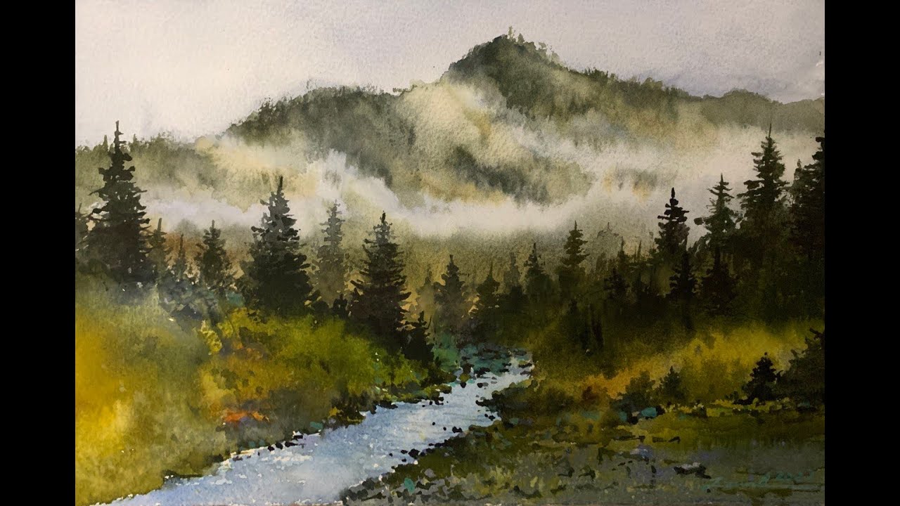 Watercolor painting tutorial - Misty Forest