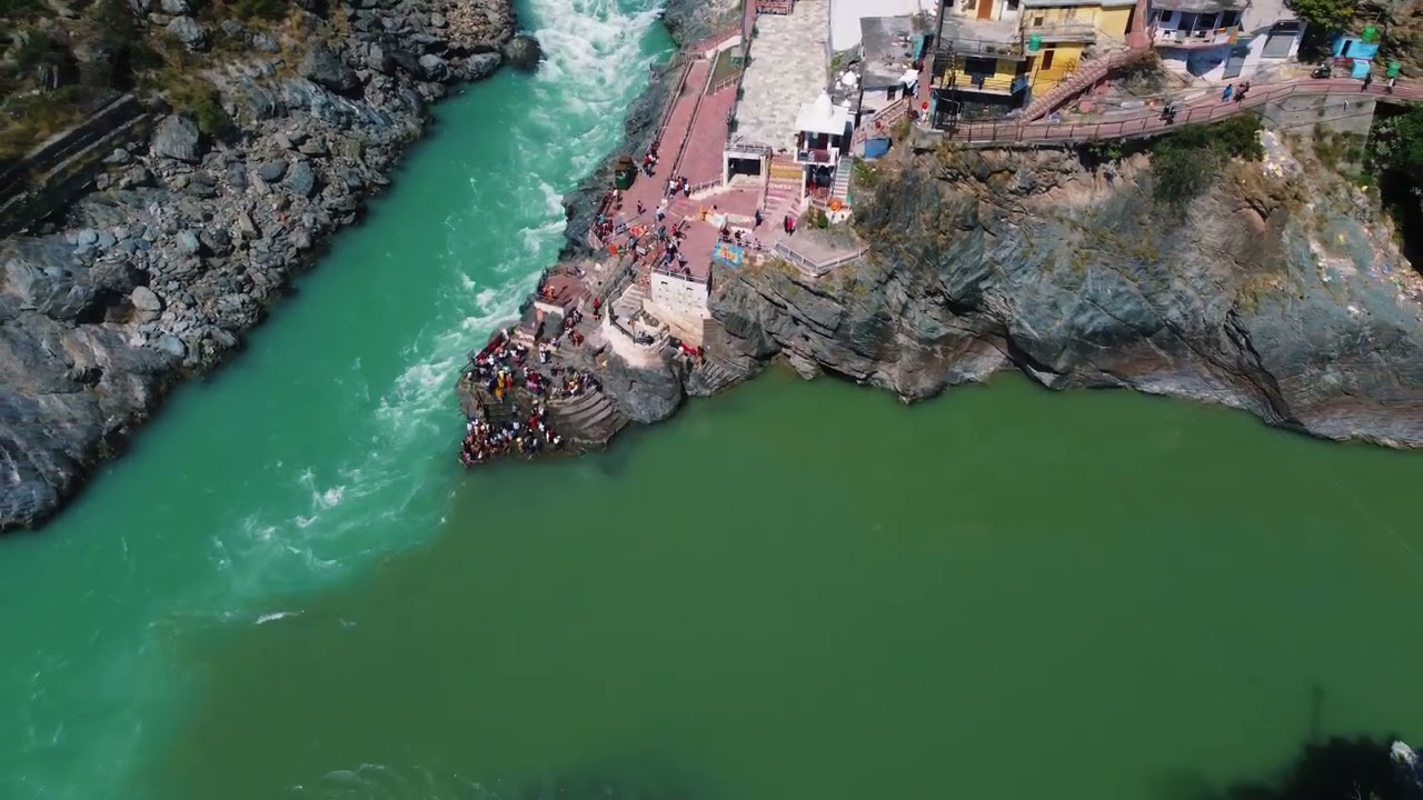 Devprayag sangam drone view