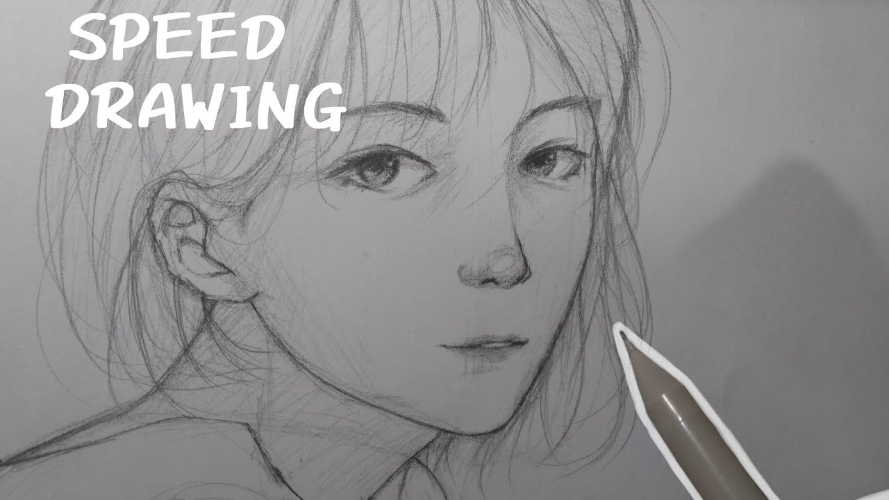 Drawing a Girl with Short Hair (Time-Lapse/Speed Drawing)