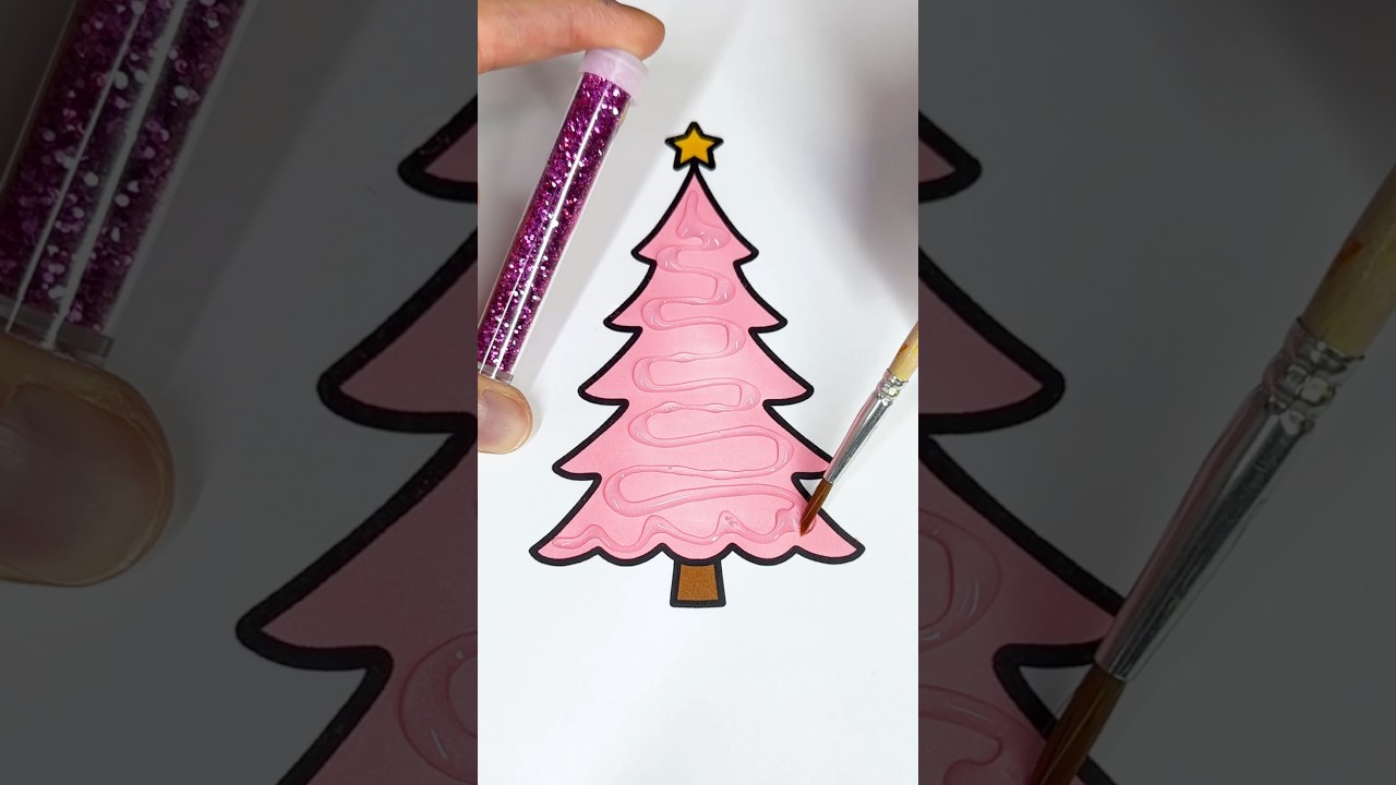 Pink Christmas Tree 💖🎄✨ #glitter #glitterart #colorfulcreativekids #pink #christmas #color