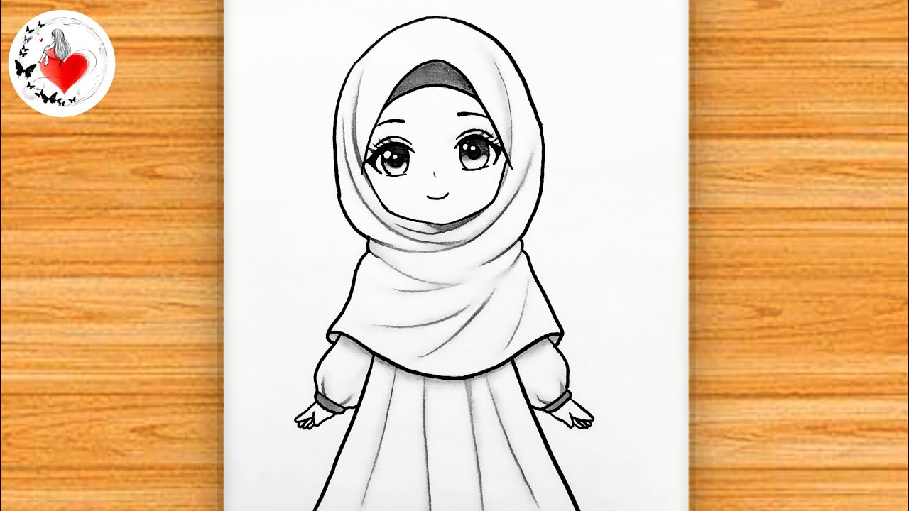 How to draw a little Muslim girl with Hijab||Drawing Easy|| Pencil Sketch easy for beginners