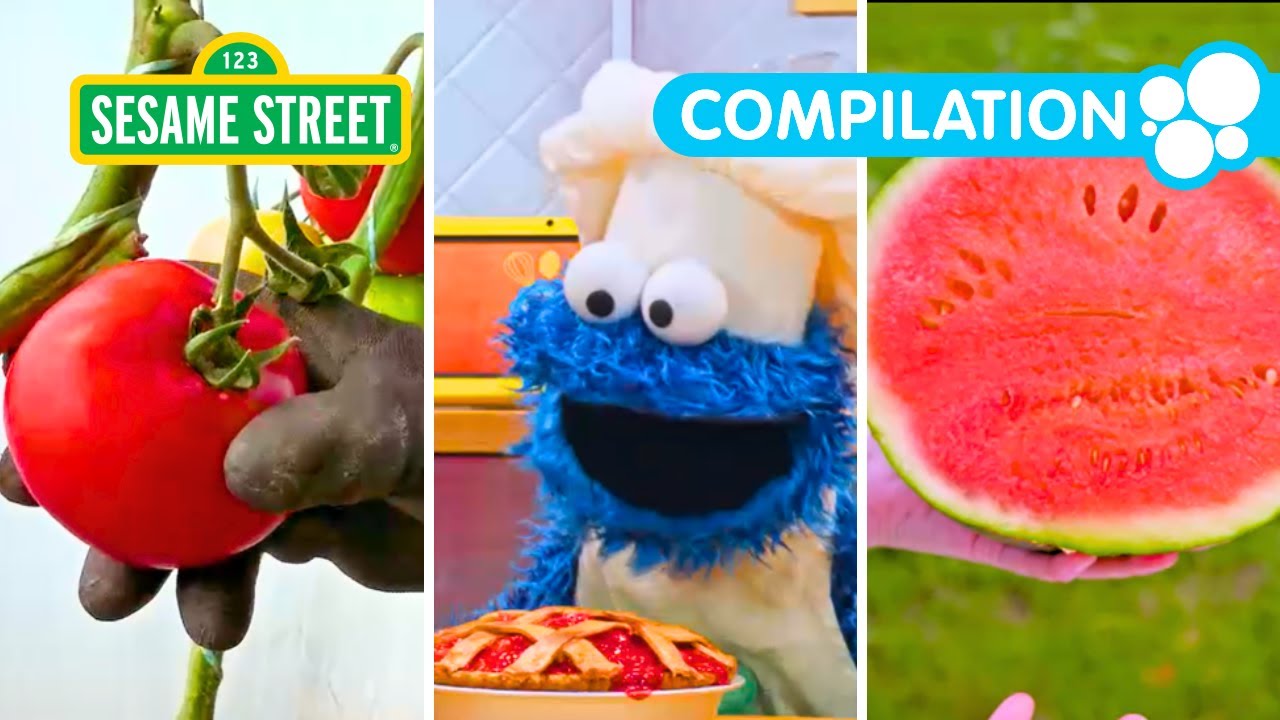 Let's Cook with the Color Red! 🍓🍒🍅1 Hour Cookie Monster Foodie Truck Compilation