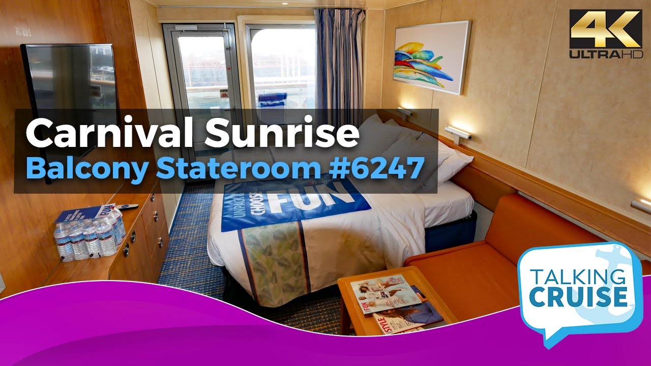 Carnival Sunrise - Tour of Refurbished Balcony Stateroom (#6247)