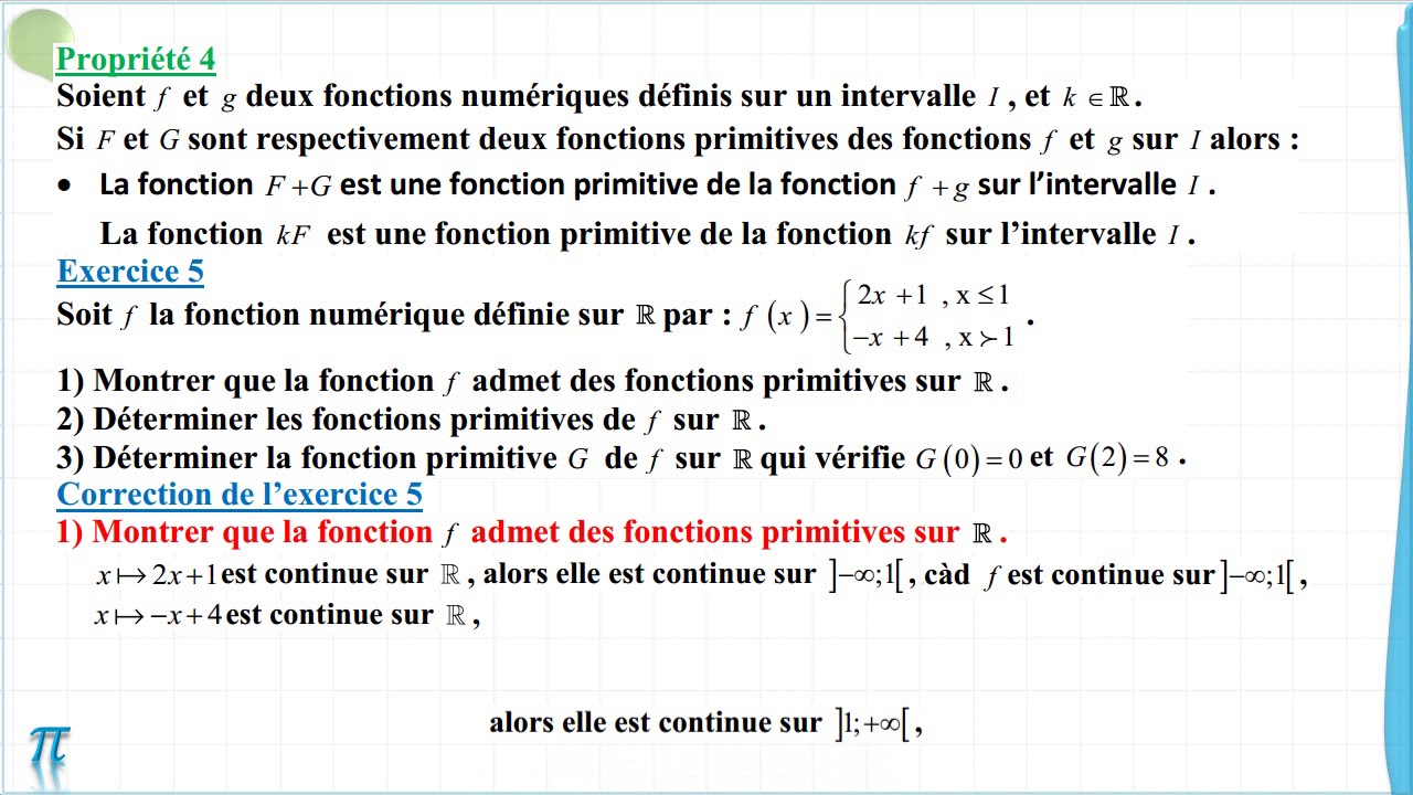 Dérivation et étude de fonctions - Fonctions primitives (3/6)