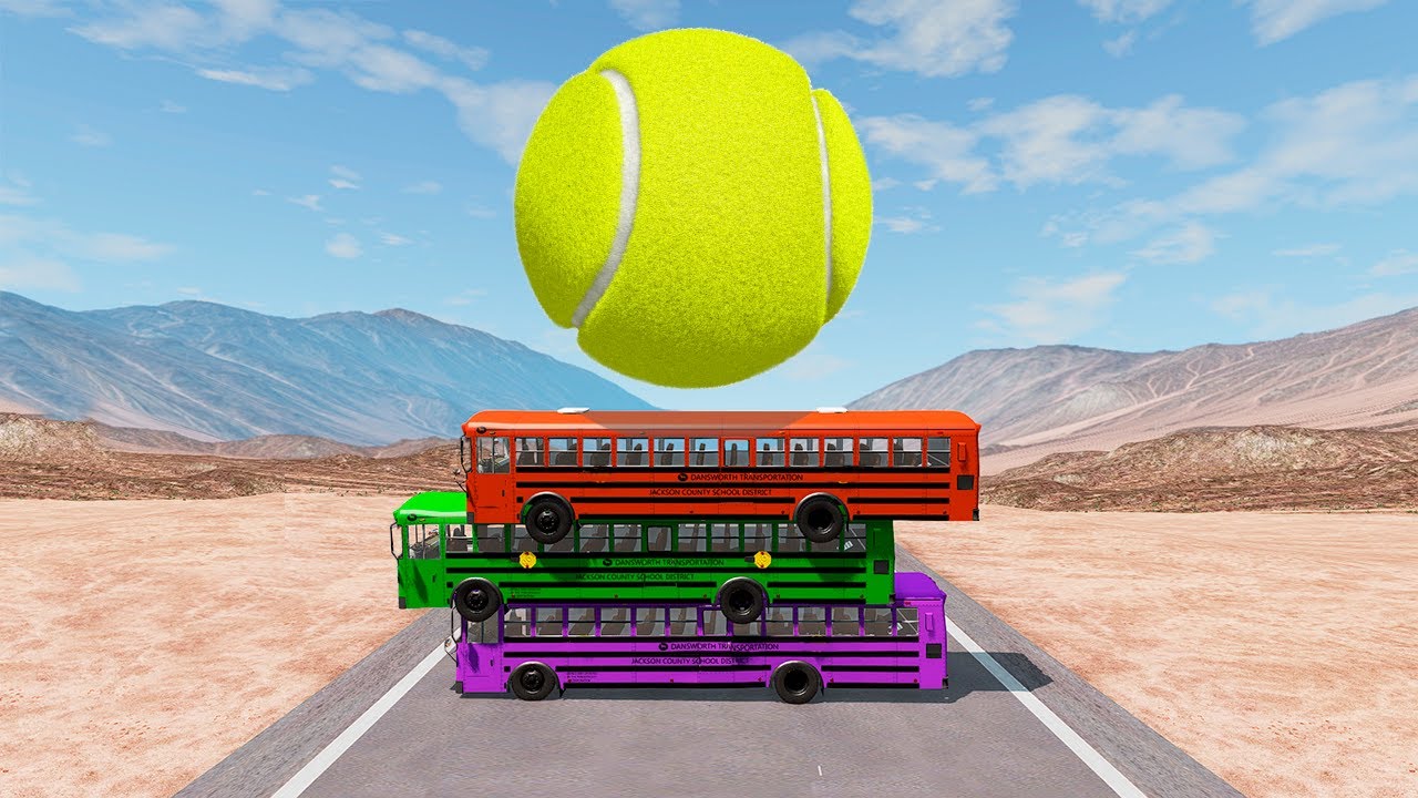 1000 Tons Tennis Ball vs Cars | BeamNG Drive