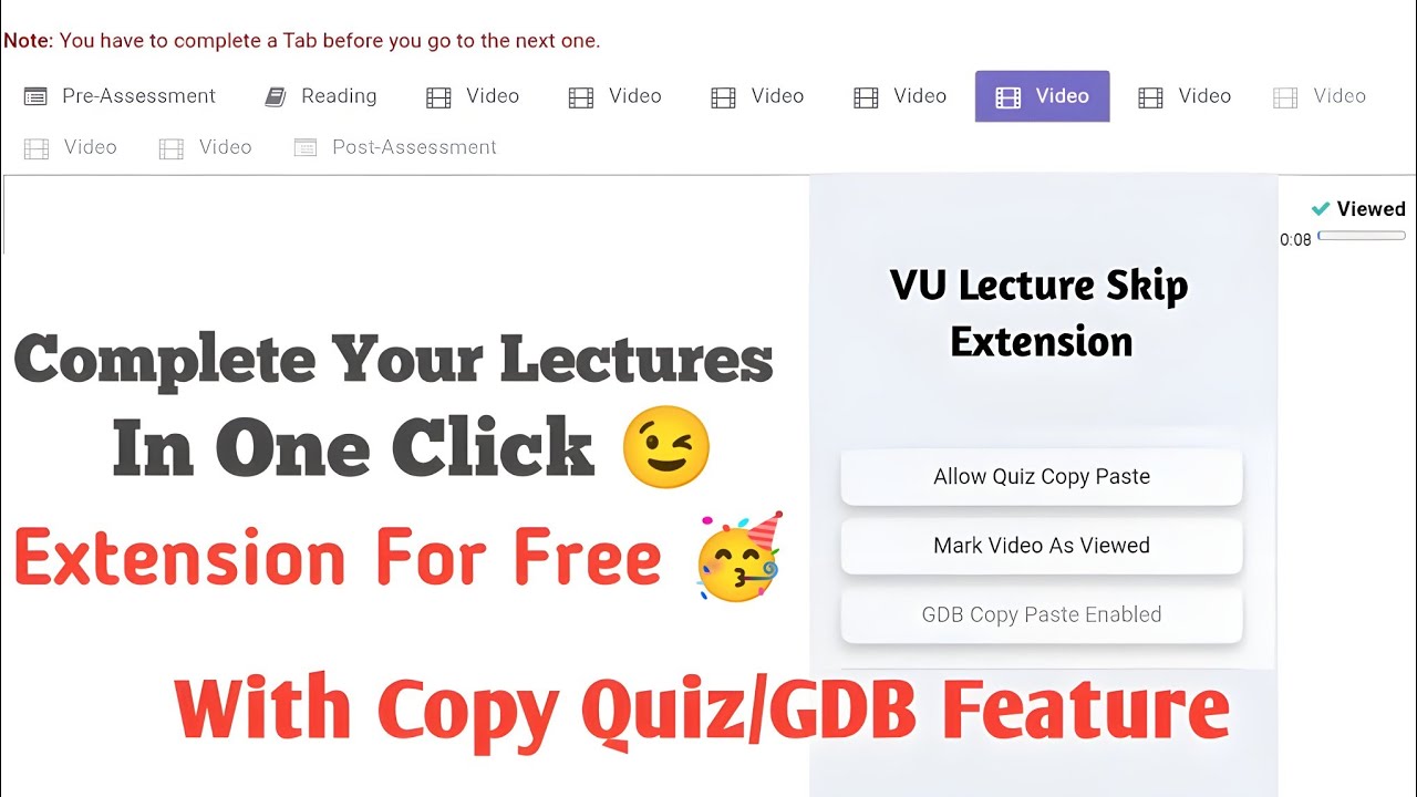 VULMS Lecture Skip Extension | Firewall Bypass Vu | VU Quiz GDB Copy Paste Extension #vulms