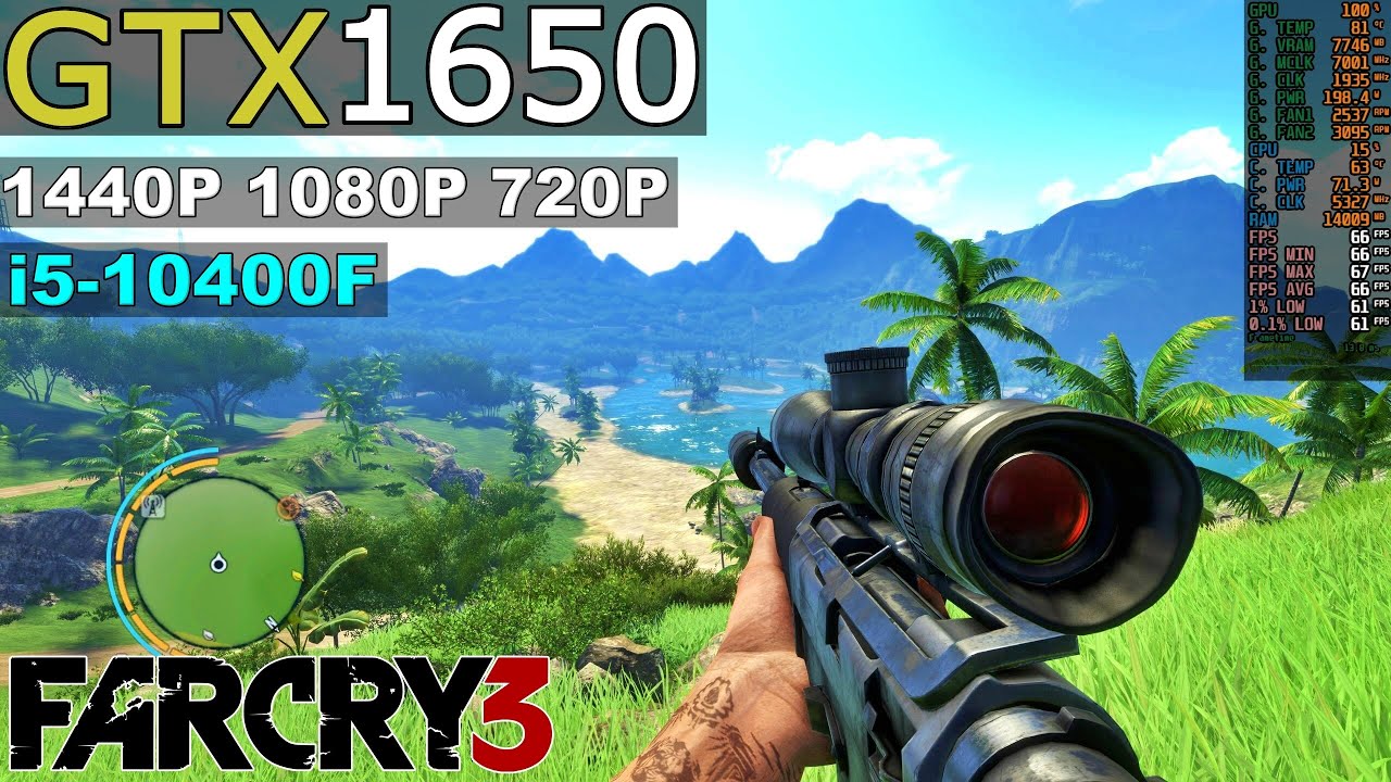 Far Cry 3: GTX 1650 4GB + i5-10400F