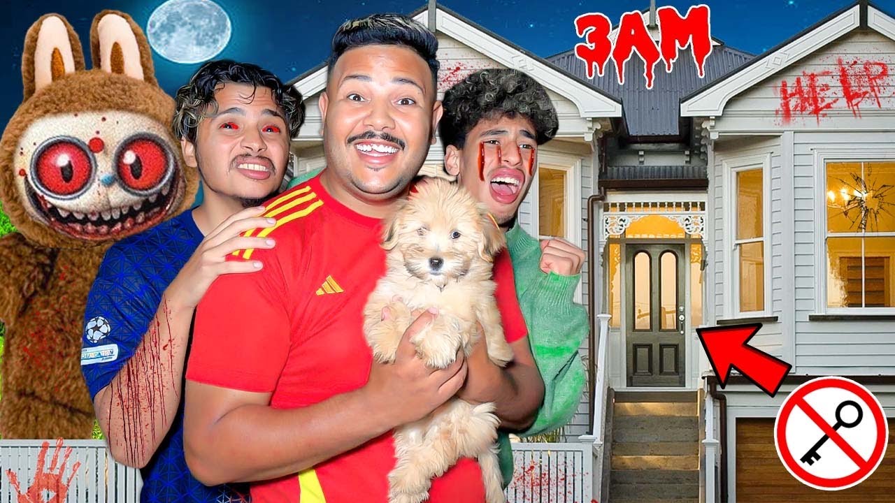 للاسف..تسرق لينا مفتاح الفيلا😱وحصلنا بالليل فالحديقة 🌙مع دمية لابوبو 👹(مقلب 🔥)