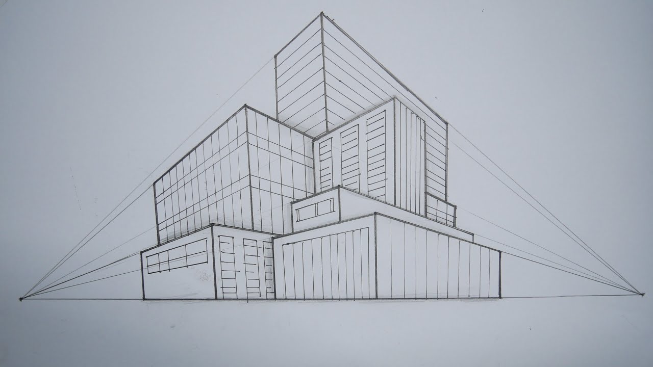 how to draw simple buildings in 2 point perspective