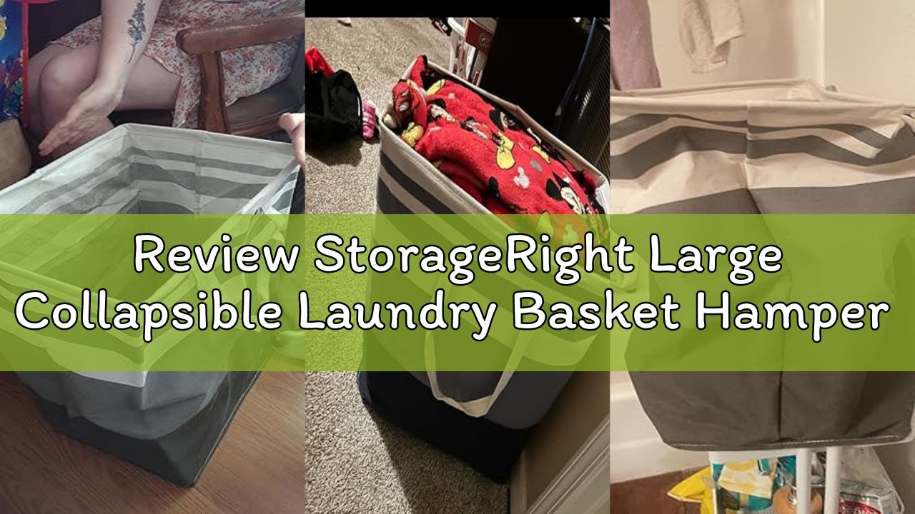 Review StorageRight Large Collapsible Laundry Basket Hamper with Easy Carry Handles，Freestanding Clo
