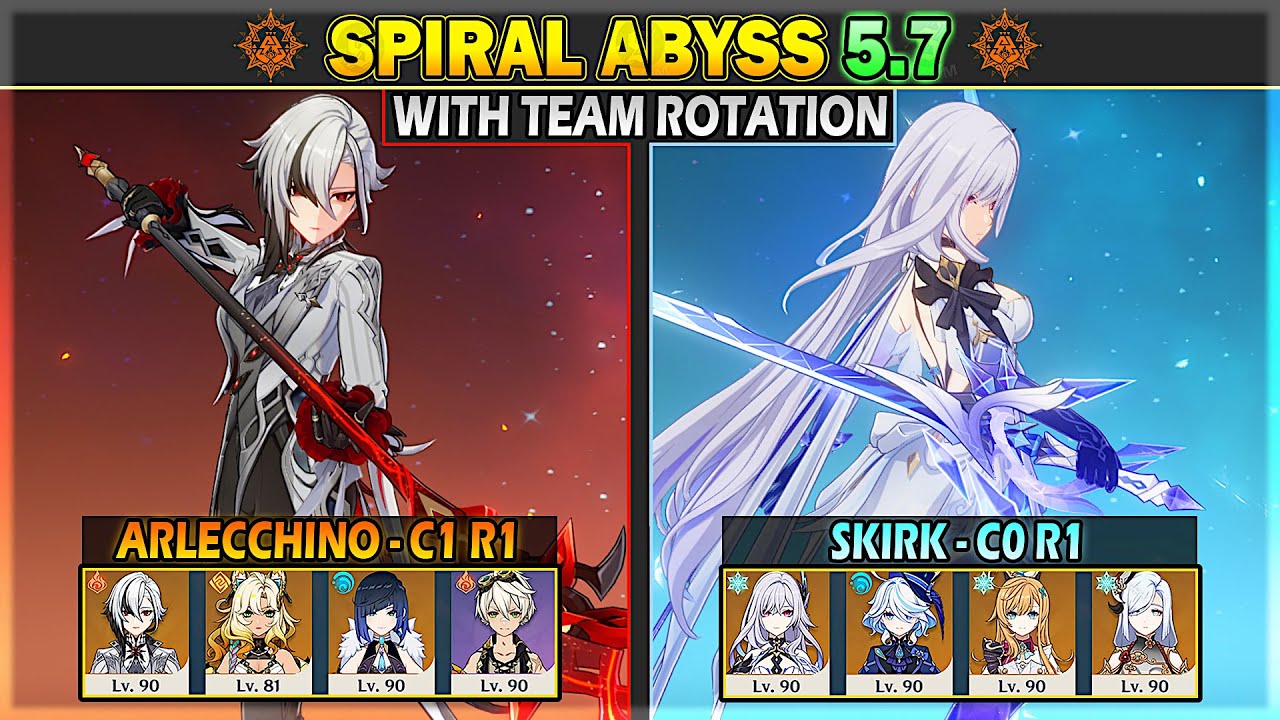 C1 R1 Arlecchino & C0 R1 Skirk | 9 Stars Spiral Abyss 5.7 Floor 12  | Genshin Impact