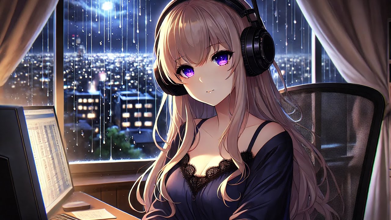 Lofi: Midnight Rain for Deep Focus | Dark Rain Ambience for Long Focus Sessions