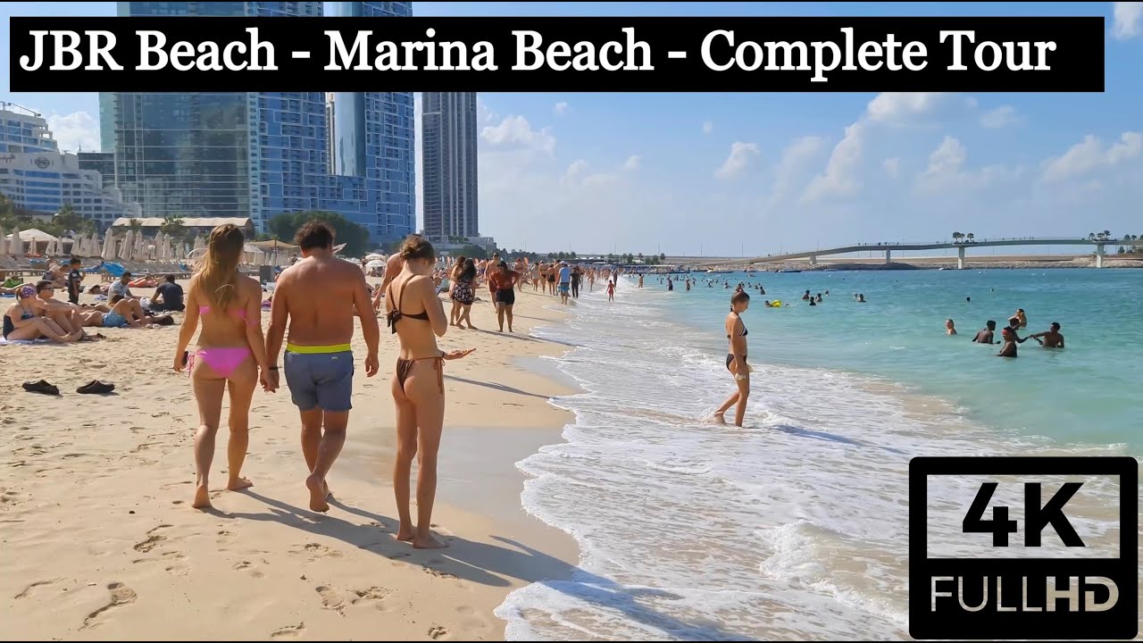 [4K] JBR Beach | Marina Beach | Complete Walking Tour