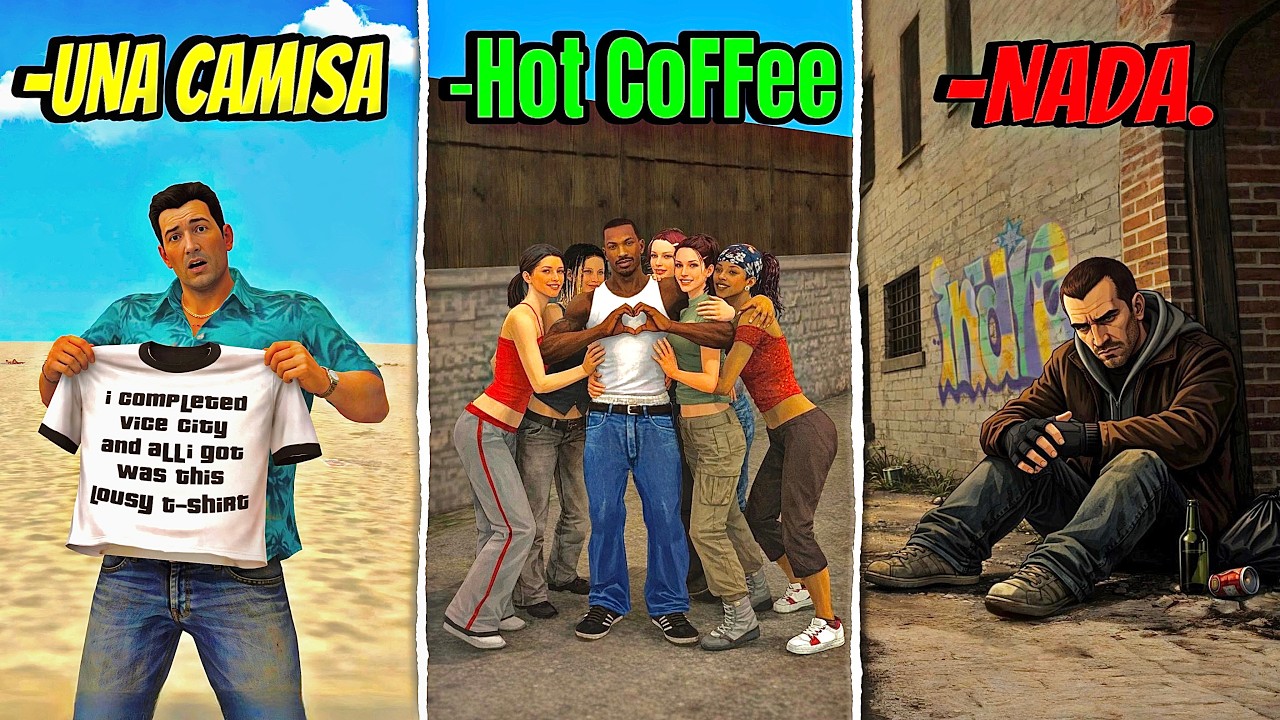 Las RIDICULAS RECOMPENSAS por Lograr el 100% en todos los GTA !