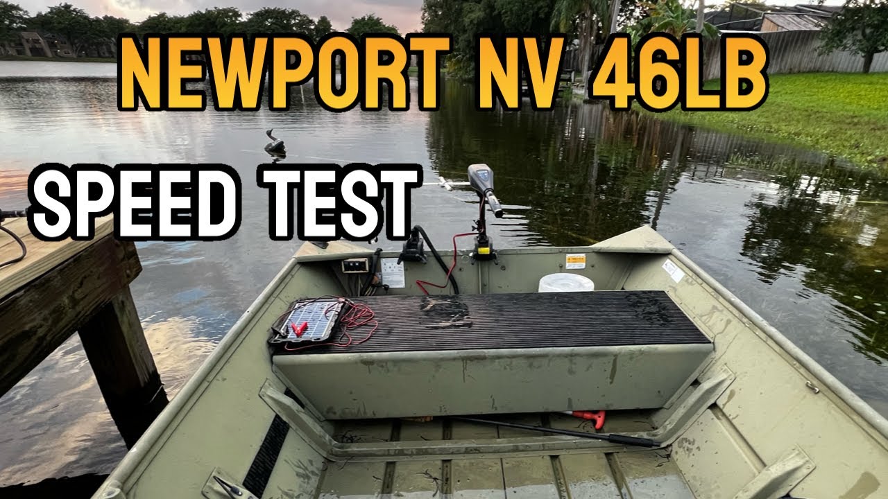 Испытание скорости троллингового мотора Newport Vessels NV с тягой 46 фунтов, 12 В, на лодке Lowe...