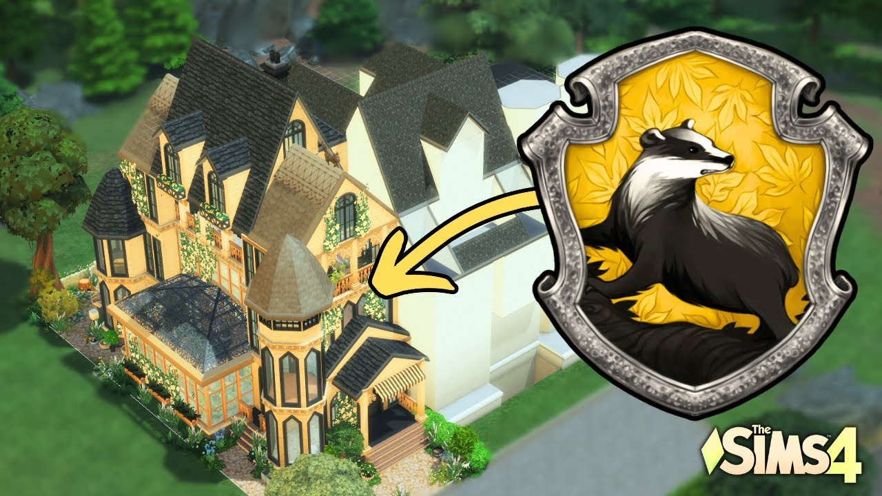 I Built a Cozy Magical Hufflepuff Townhouse in The Sims 4 | Speed ​​Build + Voiceover