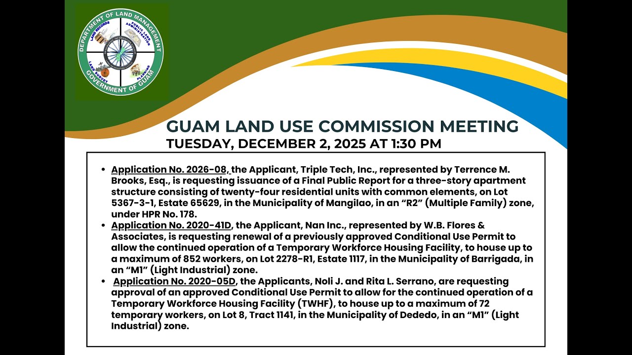 Guam Land Use Commission Meeting- Tuesday, December 2, 2025, 1:30 PM
