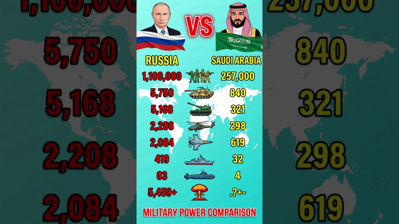 Russia vs Saudi Arabia Military Strength 2025 | Full Comparison