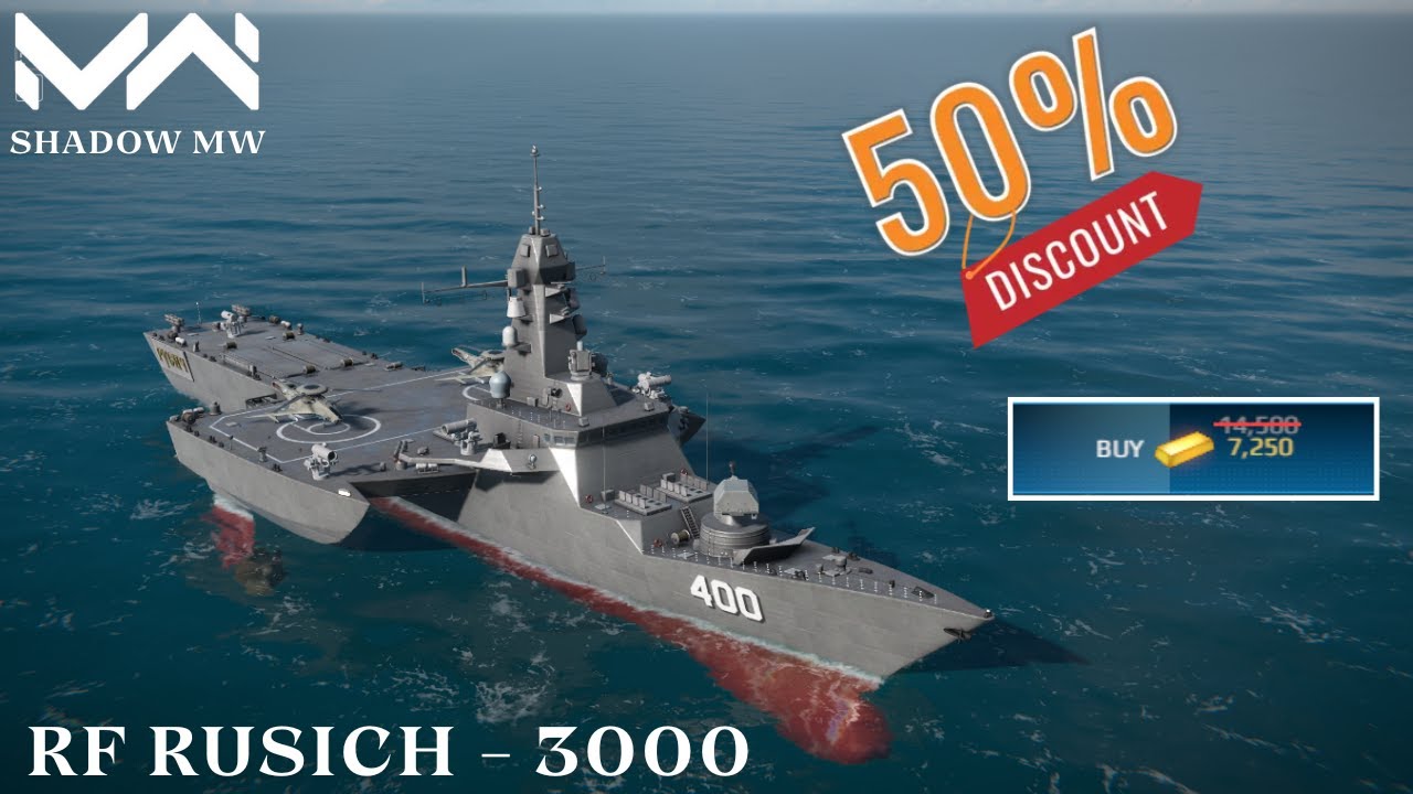 RF Rusich-3000 Gameplay & Review | First Shop Frigate with 50% Gold Discount - Modern Warships