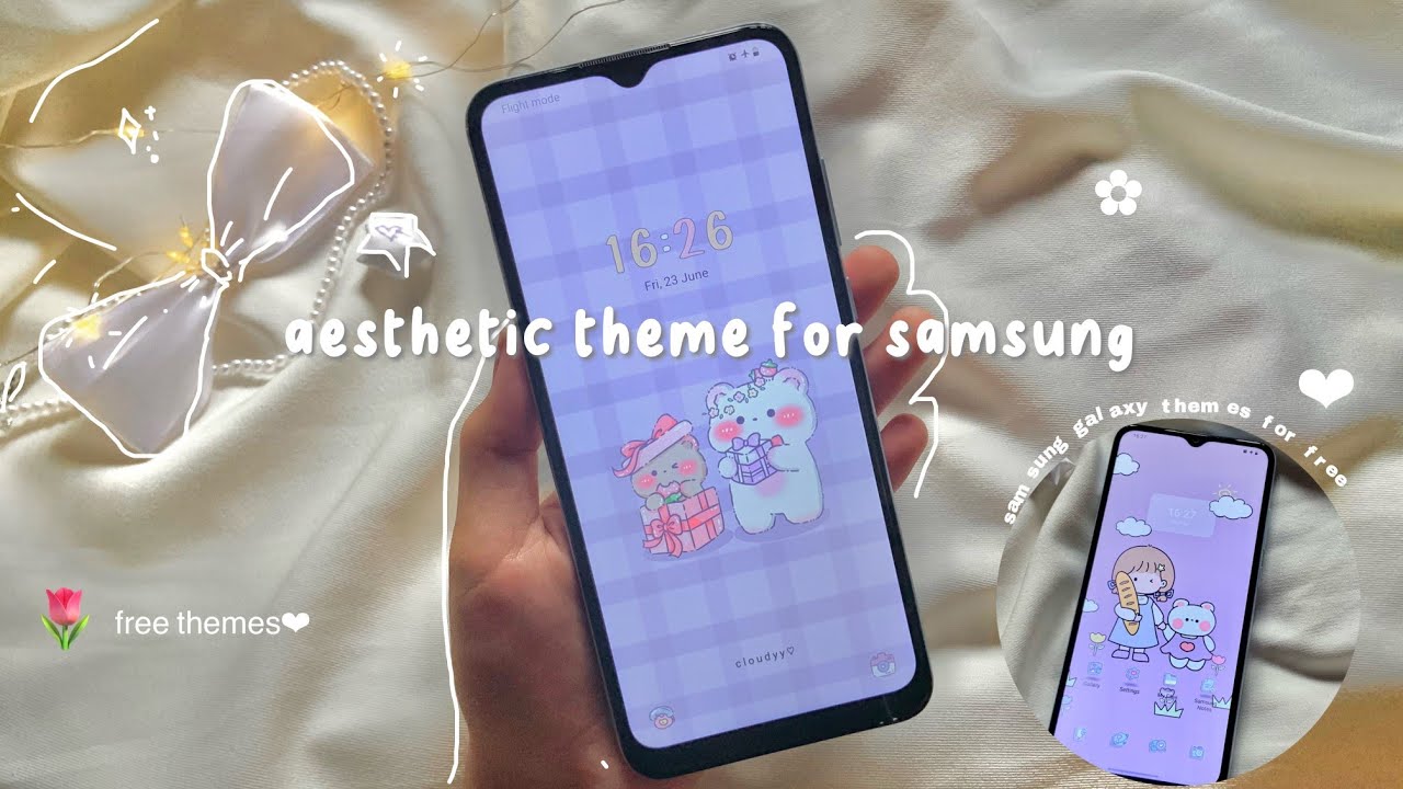 aesthetic & cute themes for free🌷| 🧇 samsung galaxy part.3｡⁠*ﾟ⁠+