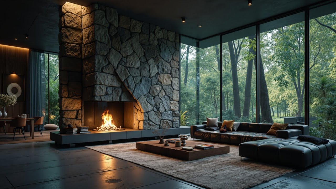 Warm Morning Jazz Vibes - Cozy Cabin Fireplace Jazz Music for Relaxation