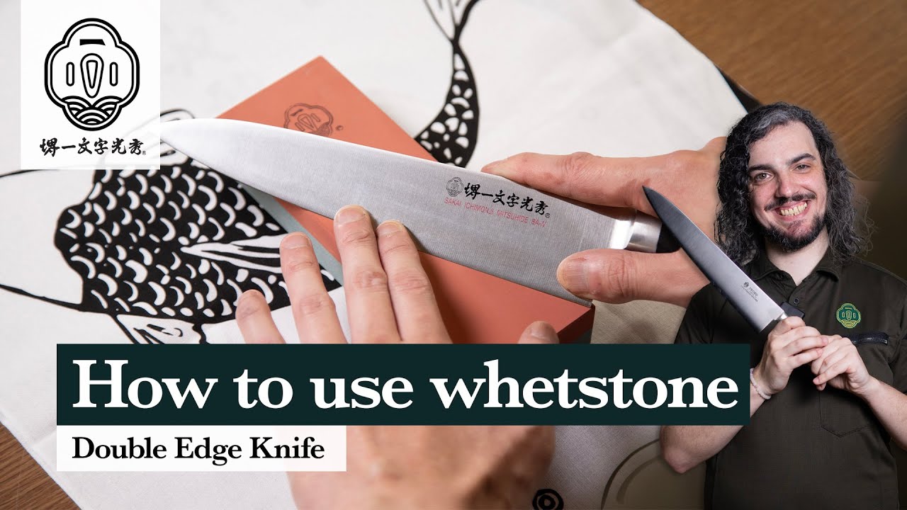 How to sharpen double-edged Japanese knives for beginners!