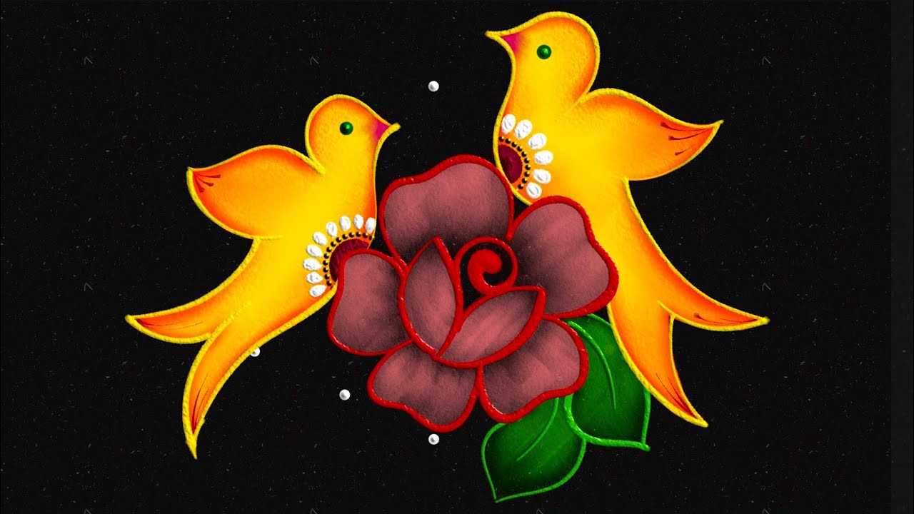 New year 2024 Rose Rangoli 5-3 dots🕊️| Easy & Simple Margazhi kolam | Flower muggulu | Bird rangoli