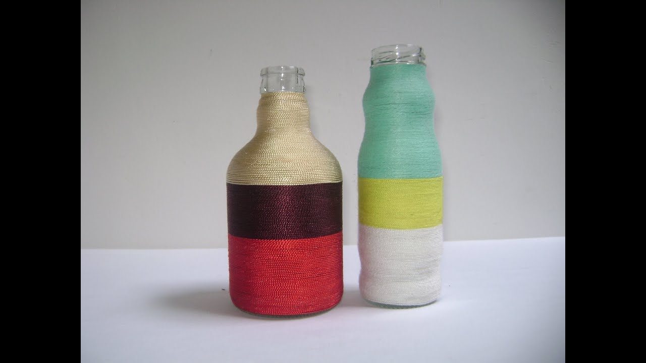 Botellas decoradas con hilos