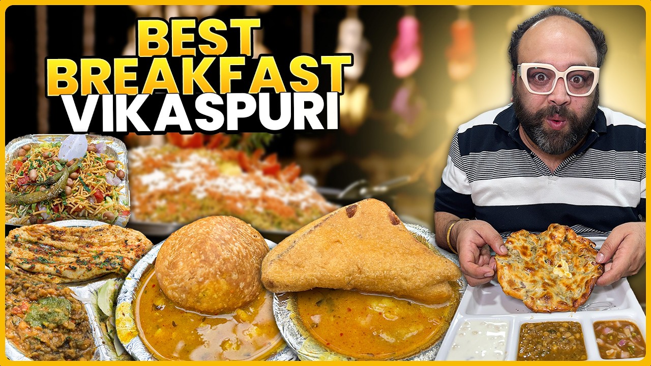 Breakfast At VIKASPURI | Amritsari Kulcha, Raju Ke Bread Pakoda, Indori Poha, Tawa fry Chole Kulche