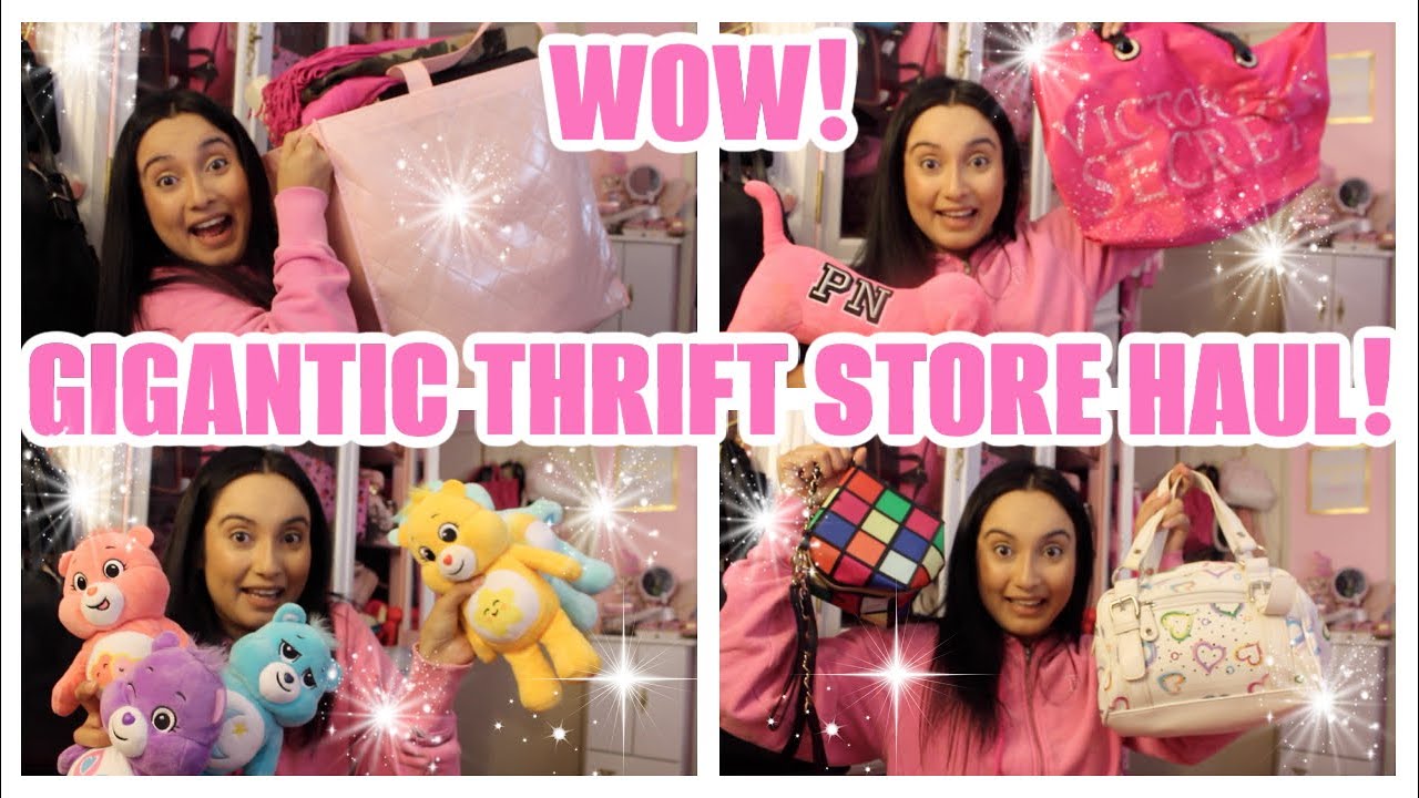 GIGANTIC THRIFT STORE HAUL! VICTORIA'S SECRET, CARE BEARS, Y2K AND MORE! PINK CUTE & GIRLY MUST SEE!