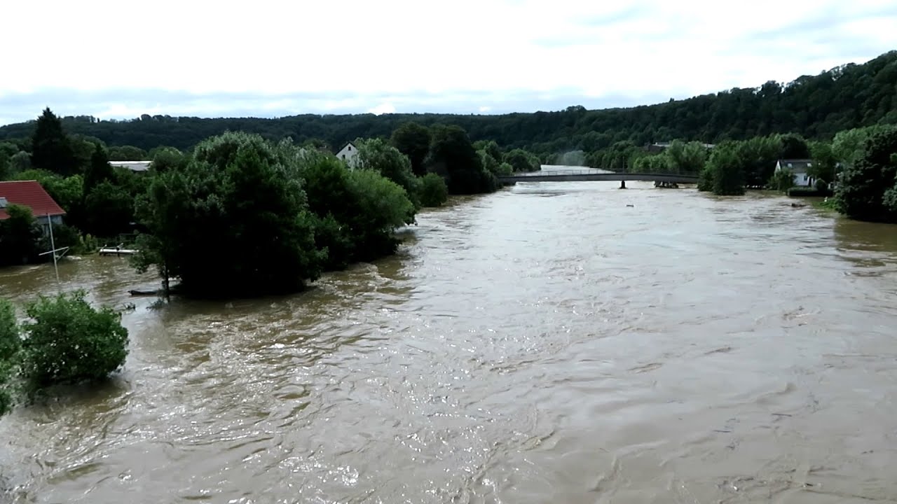 Hochwasser in Witten,15.07.2021, Ruhrbrücke Herbede, Lakebrücke