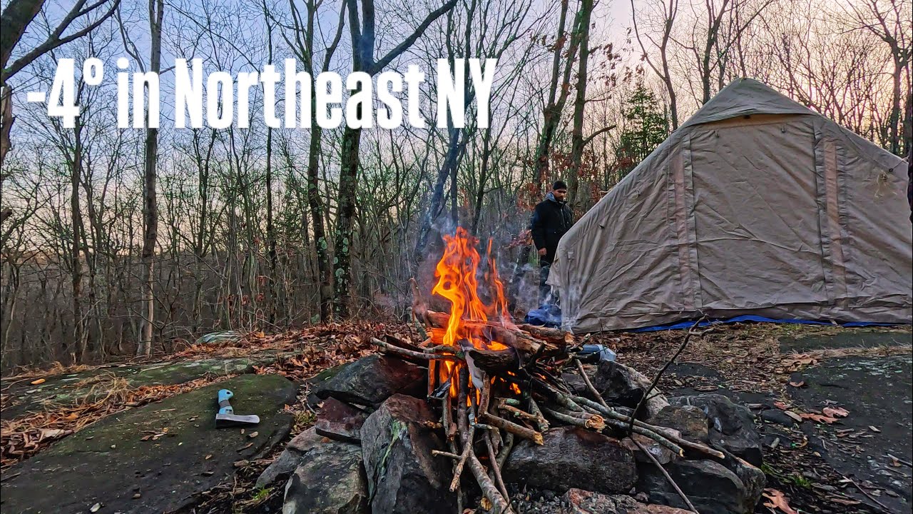 ASMR Winter Camping in -4°C | Food & Fire