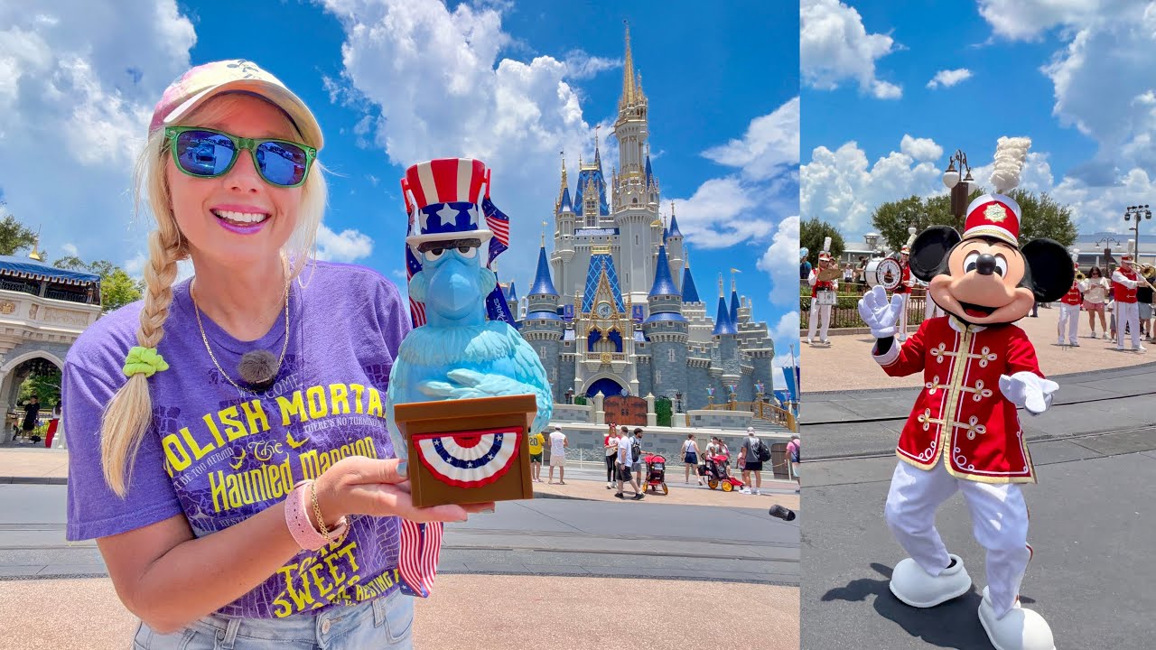 Magic Kingdom! Classic Rides, 4th of July, Mickey Mouse. HUGE Lightning & Rainstorm & MORE!