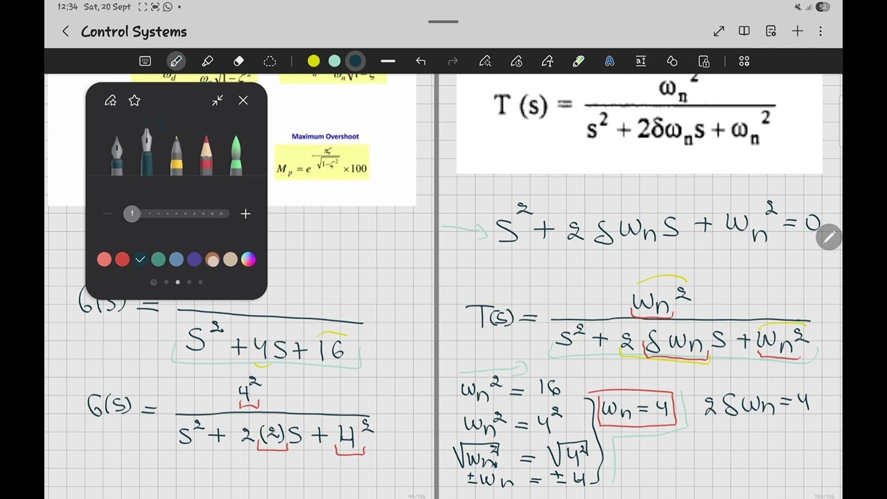 Calculating Damping Ratio and Natural Frequency in Second-Order Systems