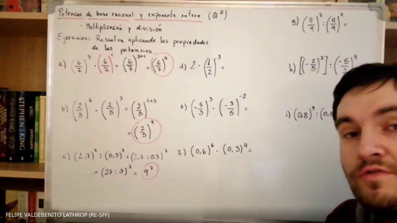 Potencias de base racional y exponente entero: Multiplicación y división