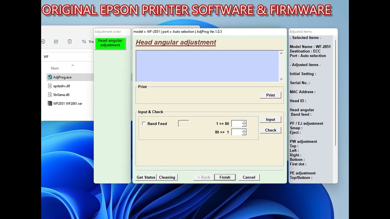 WF 2851 WF 2861 ECC 1.0.5 ADJPROG RESET
