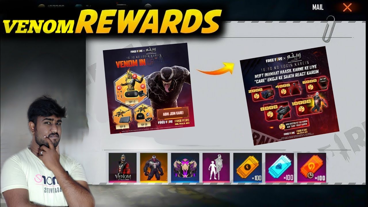 FREE FIRE VS VENOM SPECIAL EVENT FREE REWARDS REDEEM  FULL DETAILS WHY OCT 16 2021 SEPCIAL VENOM FF